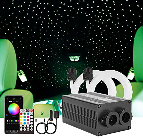 CHINLY Bluetooth 12W RGBW Twinkle LED Glasfaser Stern Deckenleuchten Kit APP/Fernbedienung Gemischt 400pcs * (0.5+0.75+1.0mm) für Zuhause/Auto