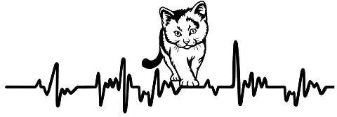 Finest Folia Aufkleber Herzschlag Tiere Breite 27cm Lifeline Heartbeat Deko Sticker Selbstklebend für Auto Kühlschrank Laptop Autoaufkleber K150 (Schwarz Matt, 17 Katze)