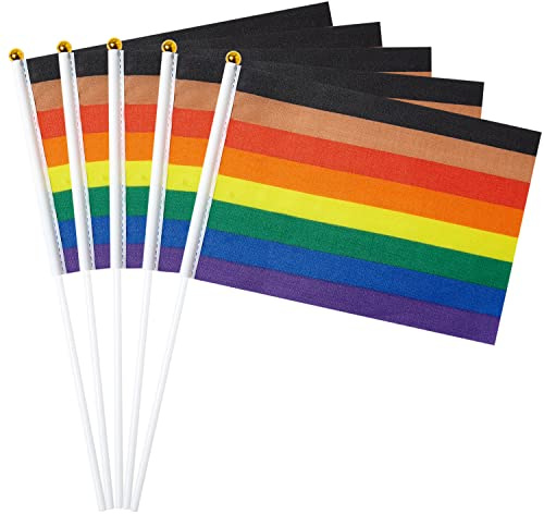 GentleGirl Lot de 12 mini drapeaux arc-en-ciel Philadelphie Pride - Mini drapeau à main - Pour festival Gay LGBT
