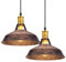 iDEGU 2 Piezas Lámparas Colgantes Vintage Lámpara de Techo Industrial Iluminación E27 Retro Luz Colgante para Cocina, Salón, Dormitorio, Comedor, Pasillo, Restaurante - 27CM (Óxido)
