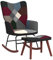vidaXL Schaukelstuhl mit Hocker, Sessel Schwingstuhl mit Armlehne, Schaukelsessel Relaxstuhl Wohnzimmer, Relaxsessel Schwingsessel, Patchwork Stoff