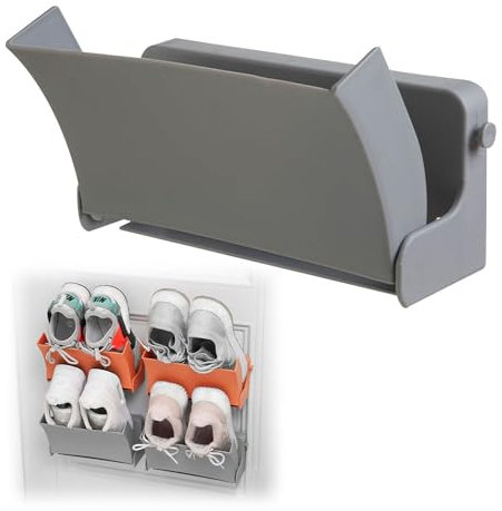 Porta Scarpe Pieghevole a Muro- scarpiera 22,5 * 10,5 6,5 cm pieghevole a parete per mensola muro scarpe, Impermeabile Multifunzionale per Bagno, Camera Letto, Soggiorno, grigio, 1 pezzo