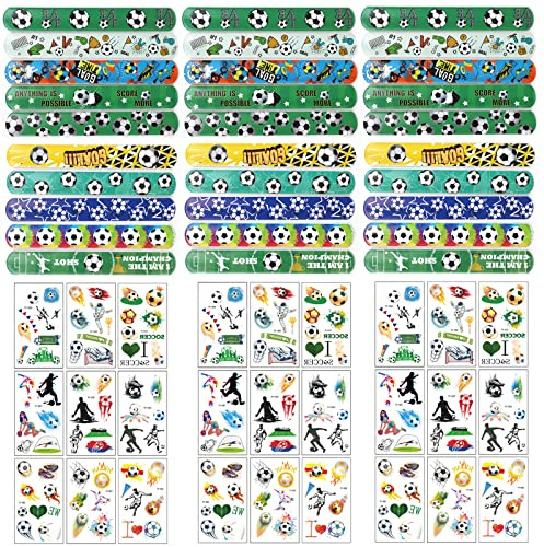BOZILY 60x Fußball Schnapparmband Tattoo Set Schnapparmband Armband Slap Armbänder Snap Bracelets Slap Bands Fußball Tattoo Fußball Mitgebsel für Geburtstag