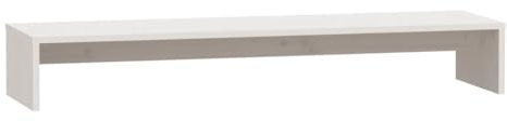 vidaXL Solid Pine Wood Monitor Stand, White – 100 x 27 x 15 cm, Sleek and Practical Riser with Storage Function, Easy Assembly