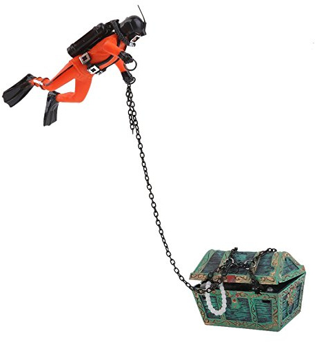 treasure Diver Decoration for Aquarium Fish Tank orange