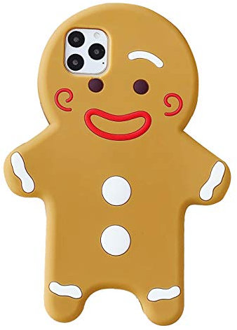JIATAY Christmax Handyhülle für iPhone 11 Hülle Niedlich, Silikon Kamera Objektiv Schutz Cover 3D Retro Kawaii Schutzhülle Handyhüllen für iPhone 11 (Lebkuchenmann)