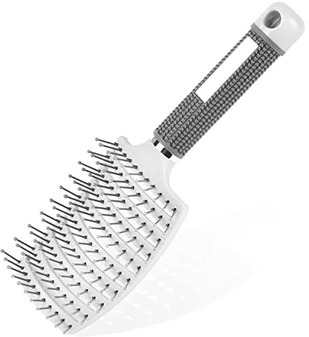 AOOWU Bio Haarbürste Ohne Ziepen, Profi Entwirrbürste mit Griff, Hair Brush für Damen Herren Kinder, Detangler Bürste für Locken Lange Wet Haare, Haarbürsten zur Haarstyling und Haarentwirrung(Weiss)
