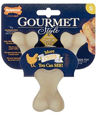 Nylabone maximale Stärke robust Extreme Gourmet Querlenker Hunde Kauspielzeug, mit zusätzlichem Hühnergeschmack im ganzen Knochen, Klein, für Hunde 0-11kg