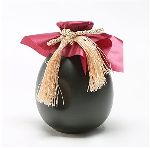 Hip Flask 500ml Sake Distribution Wine Pot Liquor Warmer Household Ceramic Bottle Barware Flagon Small Stoup Single Pot With Cork Hip Flasks For Women (Size : Noir)