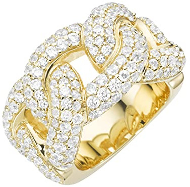 Giorgio Martello Milano Ring Ring Panzerketten-Optik, Zirkonia, vergoldet, Silber 925