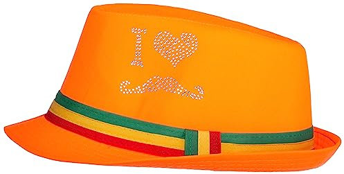 Brandsseller Panamahut Farbhut Partyhut Strandhut Verkleidung Karneval Einheitsgröße Orange mit Strass und Hutband