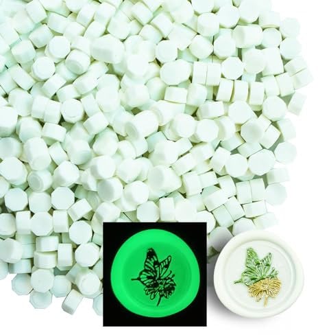 Wachs Siegel Perlen, Tomgenrine 520 PCS Abdichtung Wachs Perlen, Abdichtung Perlen für Brief Grußkarten Wein Abdichtung Handwerk machen Hochzeit und Party Einladungen(Fluorescent white)