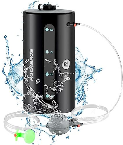 ROCKBROS Camping Shower Bag 20L Portable Multifunctional Shower Bag with Shower Head, Pump and 2m Shower Hose for Camping, Hiking, Traveling, Beach