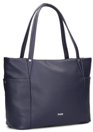 Zwei Damen Business-Tasche Pia PI170 Laptop-Tasche 11 Liter klassisch-eleganter Shopper für Büro & Arbeit inkl. extra langer Schultergurt - Umhängetasche & Schultertasche (blue)