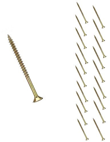 Long Wood Screws, Flat Head Wood Screws M5 x 60mm Self Tapping Drive Wood Screws, Galvanized Steel Countersunk Head Flat Modified Truss Head Wood Screw for Repairing Furniture, Joinery, DIY, 20 Pack