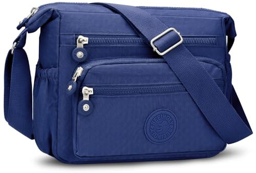ONEKERUN Umhängetasche Damen Mittelgroß Wasserdicht Nylon Schultertasche Leichte Crossbody Messenger Bag Casual Damen-Umhängetasche Gross mit Breiter Gurt für Einkaufen Reisen Schule