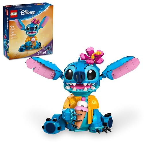 Lego Disney Stitch Toy Building Kit 43249, Juguete de Disney para niños de 9 años, Figura para Construir con Cono de Helado, Divertido Regalo de Disney para niñas, niños y Amantes