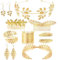 Nswayy 10 Stück Griechische Göttin Kostüm Schmuck Set Hochzeit Brautschmuck Oberarmreif Ohrringe Lorbeerkranz Haarspange Armband Goldene Hochzeit Boho Blatt Haar Krone Accessories Mädchen Damen