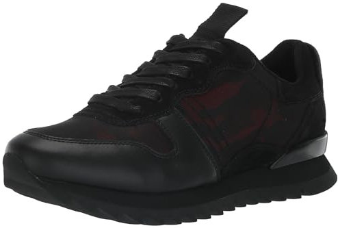 Karl Lagerfeld Paris Herren Camo Black Sawtooth Sole Sneaker, Schwarz/Rot, 44 EU