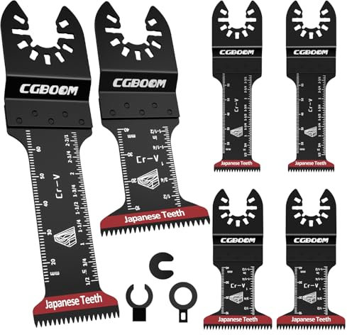 Hojas de sierra oscilantes, 6 cuchillas multiherramienta de dientes japoneses, cuchillas oscilantes de borde de arco extralargas, corte limpio para madera/plástico, compatible con Dewalt, Milwaukee,