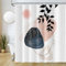 Uiiooazy Rideau Douche Anti Moisissure, Rideau de Douche 180x180cm Bleu Abstrait Rose Géométrique Feuilles Noir Rideaux de Baignoire Tissu Lavable Imperméable Rideaux Salle de Bain avec 12 Crochets