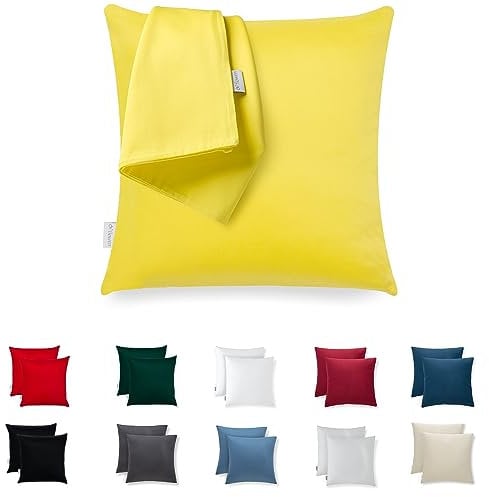 Kissenbezug 80x80 Mikrofaser Premium 2er Set Kopfkissenbezug 80 x 80 für Kissen Bett Stoff Superweicher Resistent Hypoallergen Anti-Milben Atmungsaktiv Kissenhülle mit Verdecktem Zip Voll Waschbar