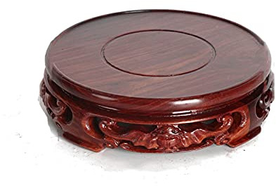 Wooden Vase Aquarium Redwood Round Carved Base, Wooden Bracket for Flowerpot Vase Teapot, 1.77 Inches High Display Stand Base (Size : X-Small) ( )
