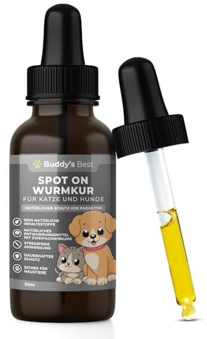 BUDDY'S BEST 50ml Spot On Wurmkur Katze und Hund - Wurmkur Hund und Katze - Entwurmungsmittel Katzen und Hunde - Wurmkur Katzen alle Würmer - Entwurmung Hund