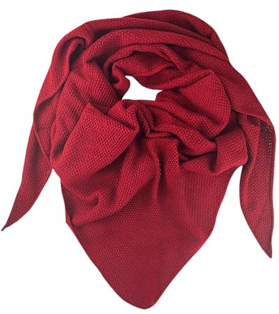 Trachtenland XL Strick Dreieckstuch - Schal 200 x 80 cm | Dunkelrot