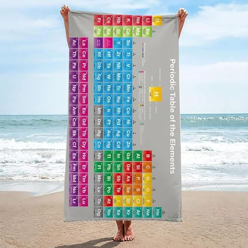 3D Strandtuch 200x200 cm Periodensystem Badetuch Groß Periodensystem Microfaser Handtücher Weich Schnell Trocknen Strandhandtuch Herren Frauen Badetücher, Strandtücher Strandlaken Handtuch A1099
