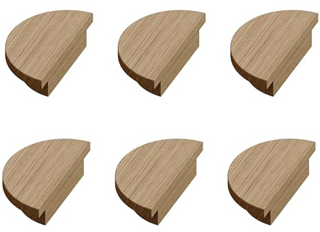 Sossai Holz Möbelgriffe aus Eiche | GAH02 | Lochabstand 70mm, Durchmesser 130mm, 6 Stück