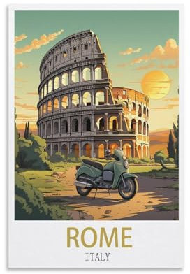 Jdjdu Rom Italien Vintage Reiseposter Geschenk Wanddekoration Gemälde Poster Leinwand Kunst Poster
