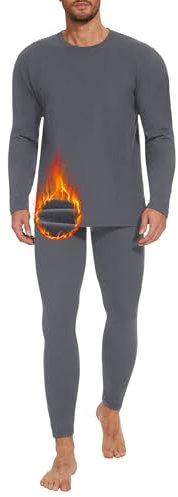 AKKQHH Thermal Underwear Men's Ski Underwear Warm Thermal Underwear Set Long Underwear Men's Functional Underwear Soft Thermal Underwear for Winter, darkgray, M