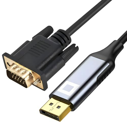 Co2 DisplayPort auf VGA D-SUB 2K/60Hz, Full HD 1080p, Plug & Play, vergoldet, Einwegadapter, Konverter, kompatibel mit Laptops, Monitoren, Projektoren, Aluminium Space Gray (1m)