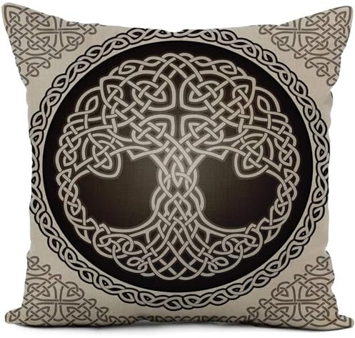 yayoitimes Federa Yggdrasil con Nodo Celtico Nordico, Federa Quadrata con Cerniera Stampata Fronte retro Harajuku Classica 3D da 18x18 Pollici, Adatta per Divano di Casa e la Camera da Letto