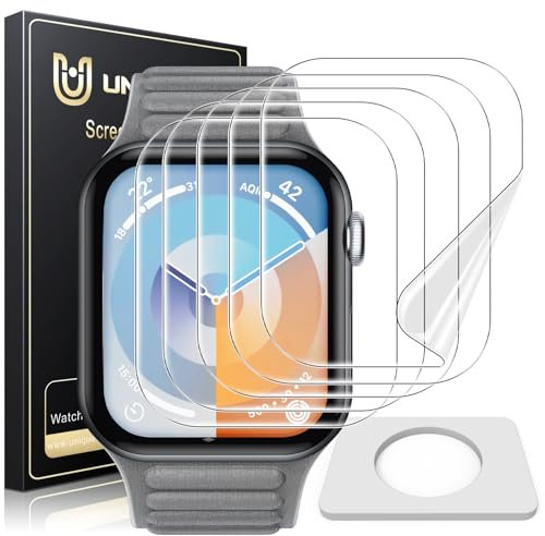 UniqueMe 5 Pezzi EPU Pellicola Protettiva per Apple Watch Series 11/10 46 mm, Senza Bolle, Trasparente HD Schermo Protettivo Facile con con Kit D'Installazione, Anti-Scratch
