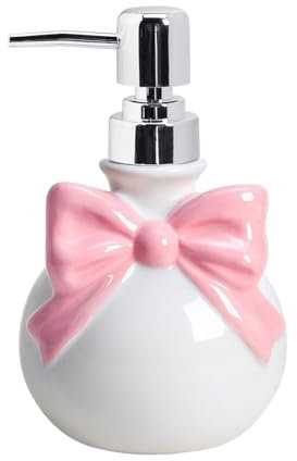 123Arts Ceramic Soap Bottle, Bow Tie Relief Lotion Dispenser with Pump,350ML