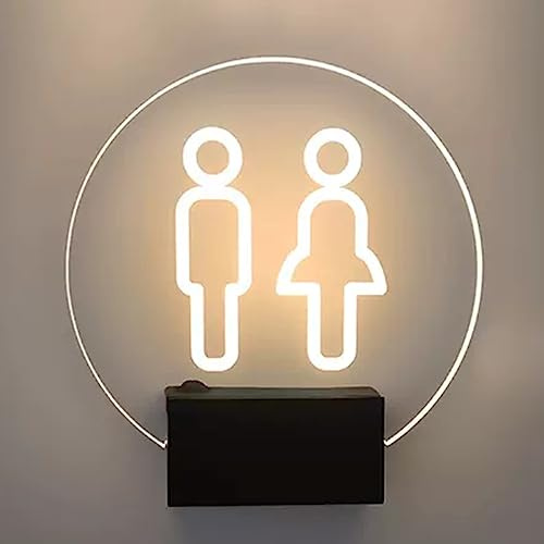 djgkENVQ Restroom Signs Men Women, LED Restroom Sign Decor, Wall Mounted Bathroom Lights, 7 Inch Toilet Light Up Sign, Restroom Sign for Office, Business or Home, Door or Wall(E)