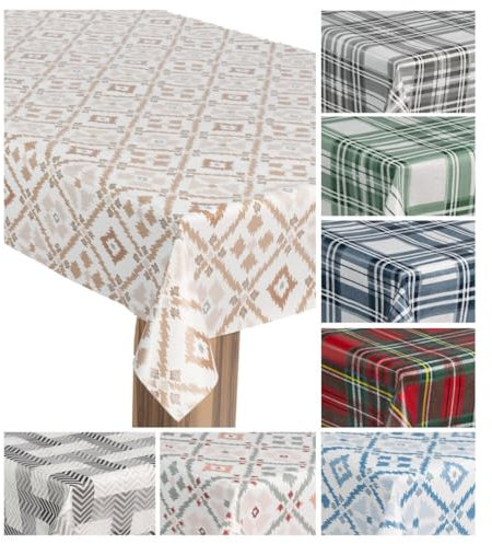 laro Wachstuch-Tischdecke Wachstischdecke Gartentischdecke, Muster:Raute Braun Weiß, Größe:90x120
