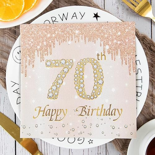 Servietten Diamant Roségold Servietten Hochzeit Geburtstag Kindergeburtstag Cocktailservietten Geburtstagsservietten Party Napkins Disposable Papierservietten Tischdeko Pack of 30(33x33cm)
