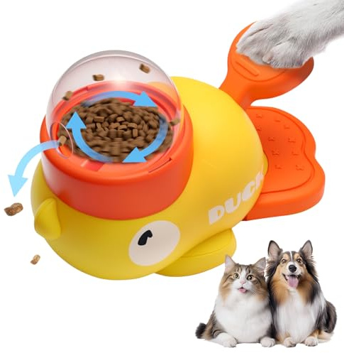 SilverChry Giochi Di Intelligenza Cane, Dispenser Cibo Gatti, Giocattolo Interattivo a Forma di Anatra, Giocattolo Interattivo 2 In 1 per Cani e Mangiatoia Lenta, Dispenser per Cani d'Anatra