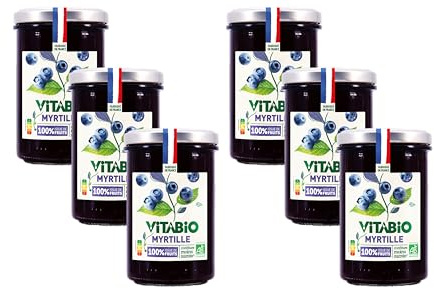 VITABIO - Confiture de Myrtille 100% issue de fruits - BIO - Lot de 6-6x275g