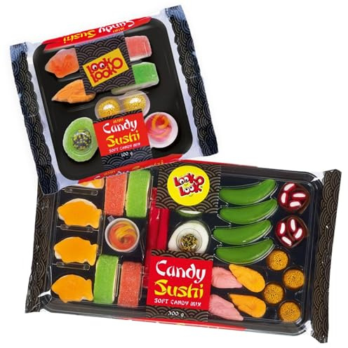 Look-O-Look Candy Sushi & Mini Sushi – Fruchtgummi-Set aus Süßwaren | in Maki- und Nigiri-Optik, Originelles Geschenk für Partys, Geburtstage, Naschkatzen und asiatische Themenabende