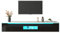 Meuble TV avec éclairage LED intégré, finition laquée, portes rainurées décoratives, structure rectangulaire basse, installation murale possible, compartiments fermés et niche ouverte (Noir+Blanc)