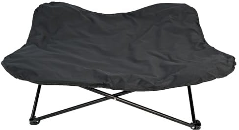 Actiaspet Elevated Dog Bed with Steel Frame and Poly-Cotton Padding, Indoor Outdoor Pet Cot Black (L)