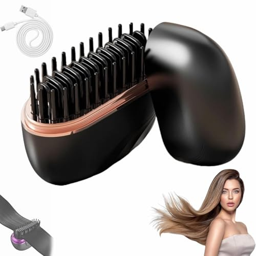 Nulira Mini Hair Straightener,stylingbürste für kurze haare,clinorastyling bürste,mini Straightener Wireless, Hair Brush,haarglätter Kabellos,10-Sekunden-Schnellaufheizung,für Haare Und Bart-A