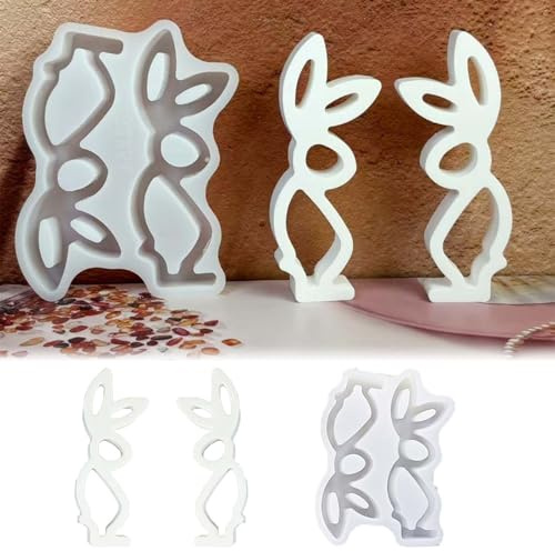 SVOCK Silikonformen Gießformen Ostern, 2 Stück Silikonform Osterhase Hasenform Zum Gießen, Silikon Form Ostern Hase 3d Für Gips Kerzen Aus Epoxidharz