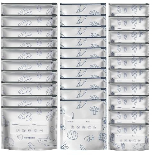Lot de 30 boîtes de rangement en aluminium pour aliments - Avec fermeture éclair - Pour congélateur, réfrigérateur, micro-ondes, préparation des repas - Parents occupés