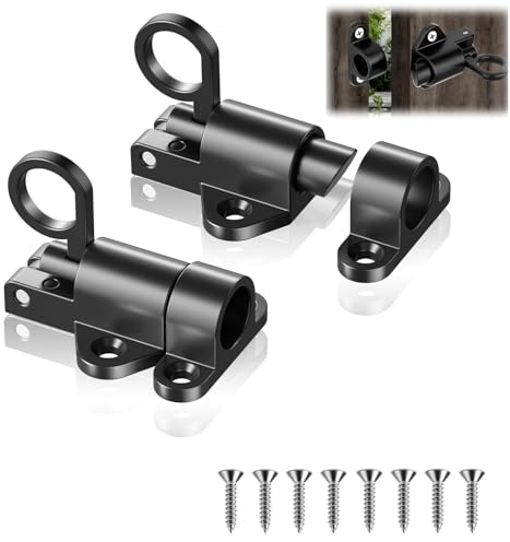 2 Pcs Black Loft Hatch Catch with Screws, Door Bolt Spring Latch, Metal Gate Bolts for Windows Wooden Gates Garden Door Courtyard Storage Cabinets