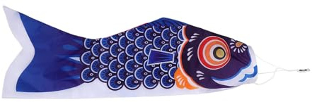 Anneome Japanische Karpfen Windsock Flagge Blau Wetterfester Koi Fisch Windsack für Garten Outdoor-festival Dekoration Traditionelle Japanische Koinobori Fischflagge